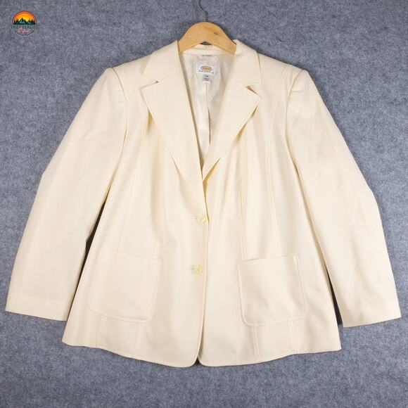 Talbots Suit Jacket Blazer Beige Long Sleeve Pockets Women's Size 14W - Picture 1 of 10
